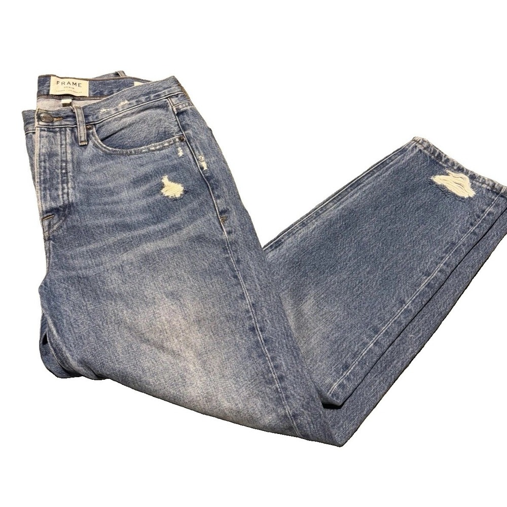 FRAME Le Pegged Jeans Women's 26 Distressed Boyfriend Straight Button Fly Crop